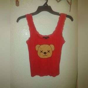 Forever 21 Red Tank Top with Bear Design